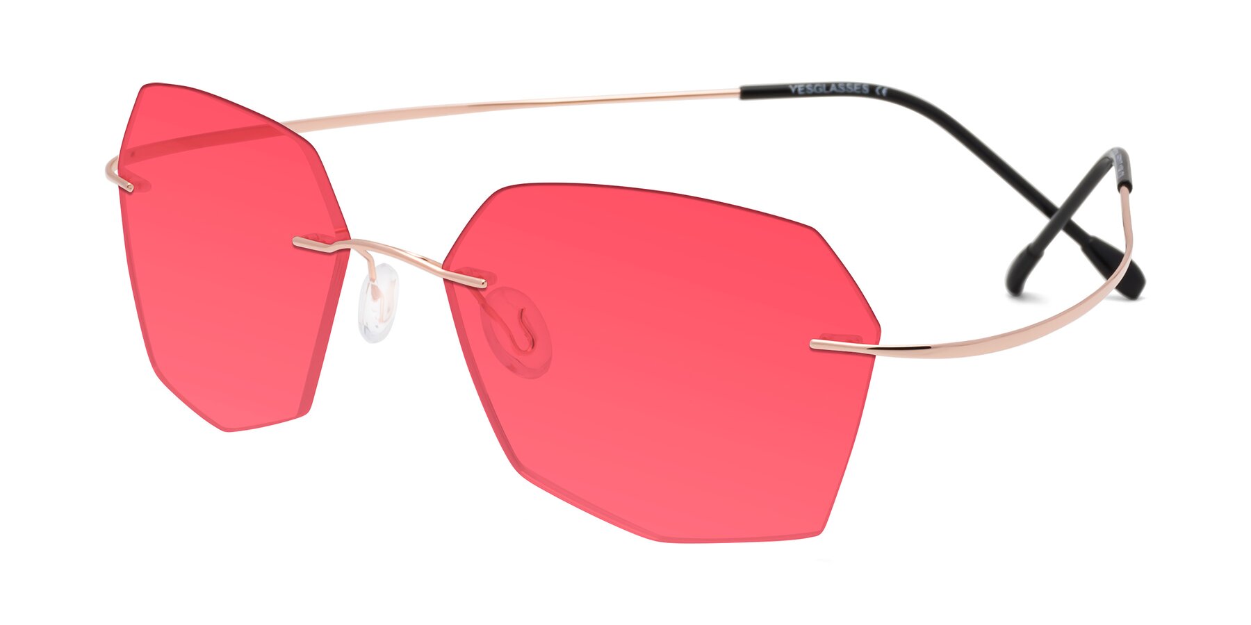 Angle of Denzel in Rose Gold with Red Tinted Lenses