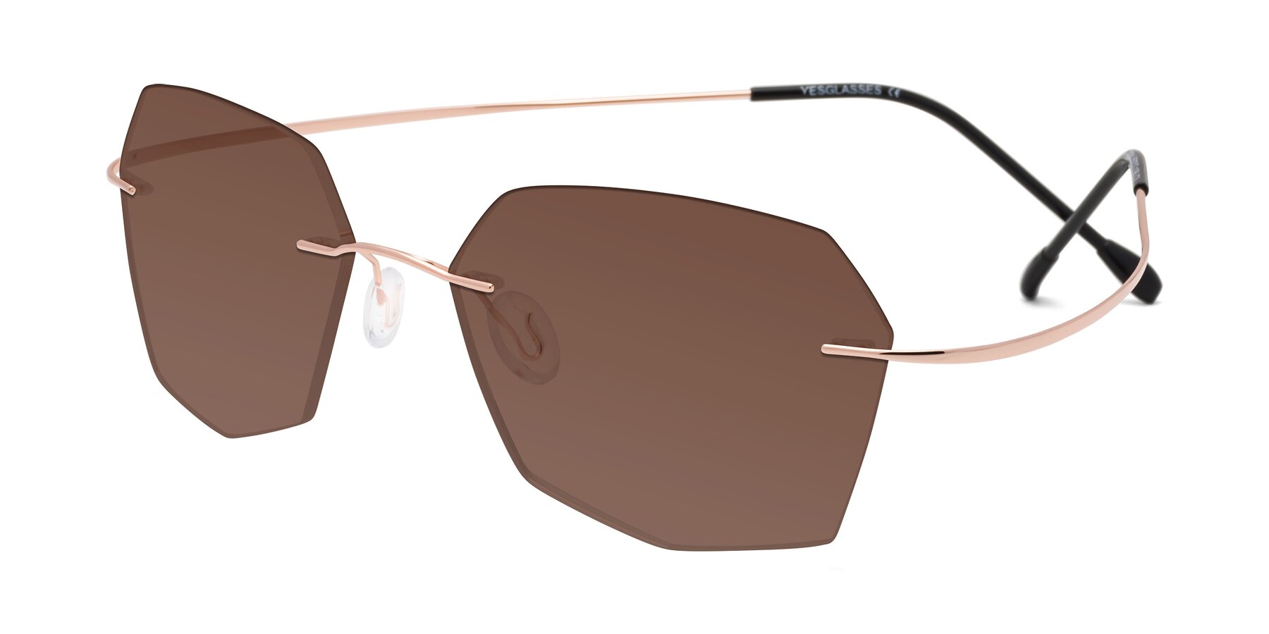 Angle of Denzel in Rose Gold with Brown Tinted Lenses