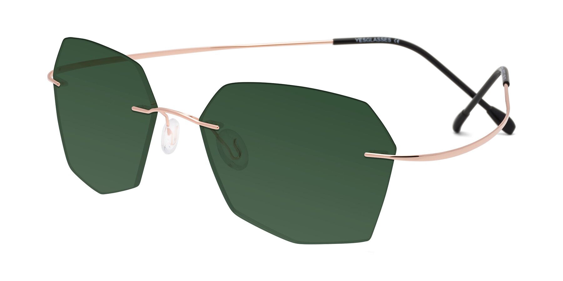 Angle of Denzel in Rose Gold with Green Tinted Lenses