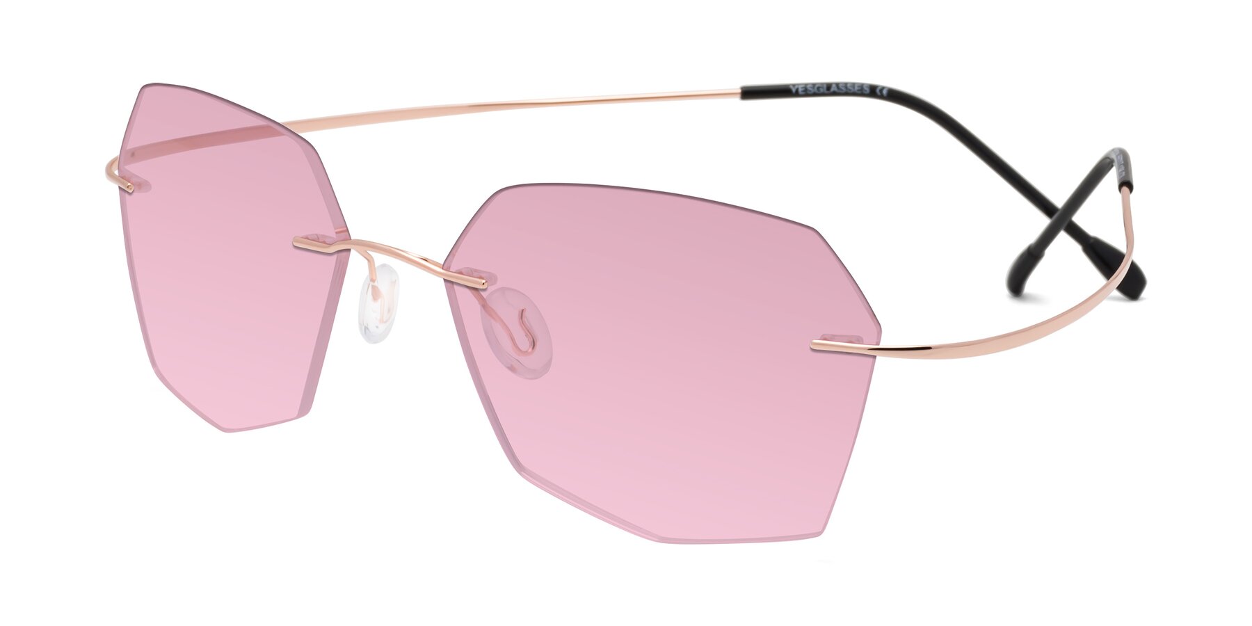 Angle of Denzel in Rose Gold with Light Wine Tinted Lenses