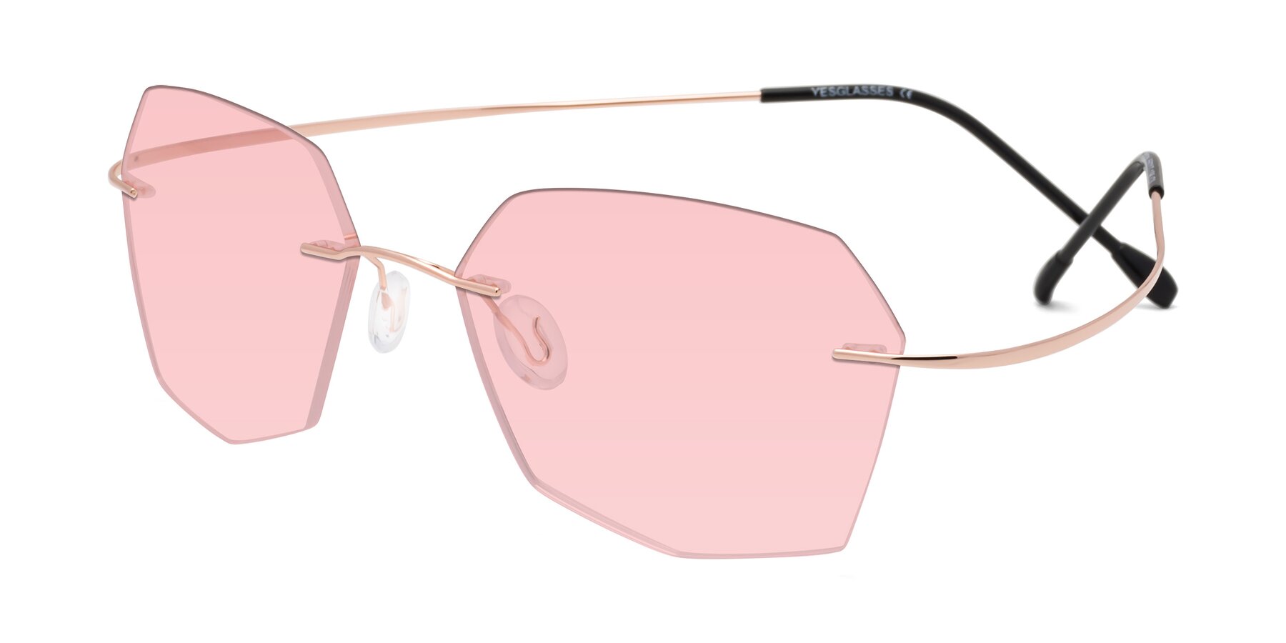 Angle of Denzel in Rose Gold with Light Garnet Tinted Lenses