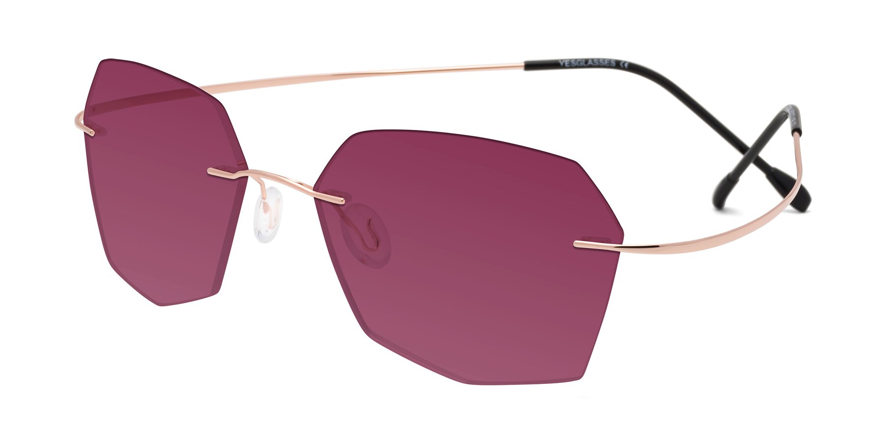 Angle of Denzel in Rose Gold with Wine Tinted Lenses