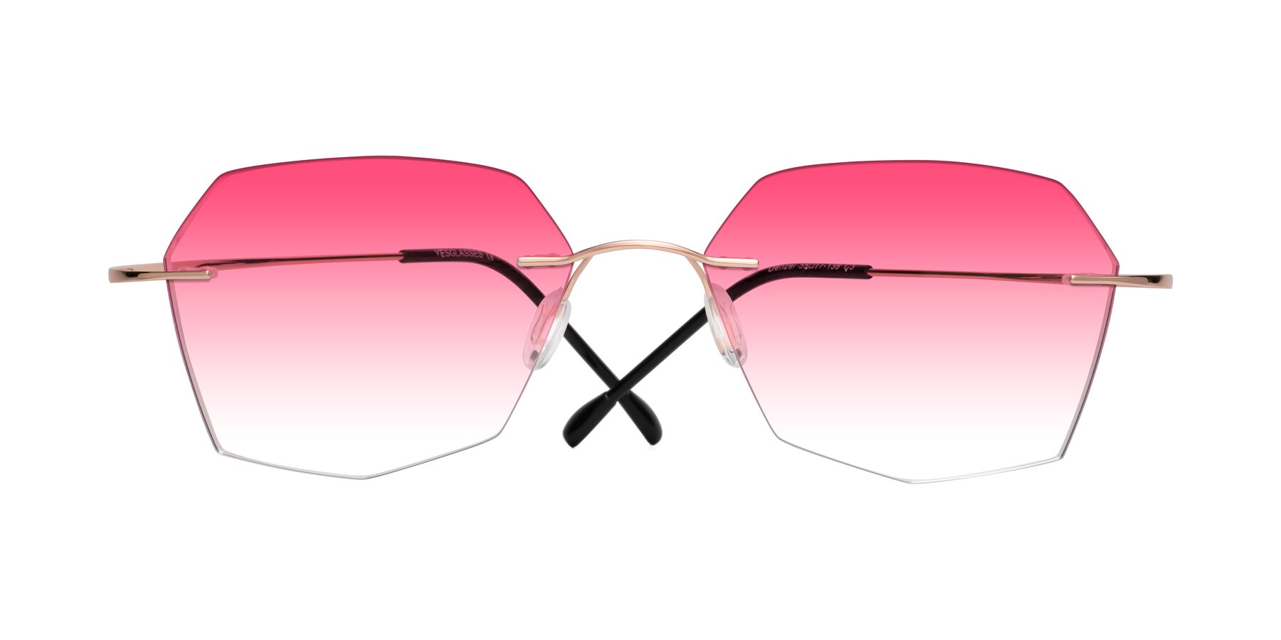 Folded Front of Denzel in Rose Gold with Pink Gradient Lenses