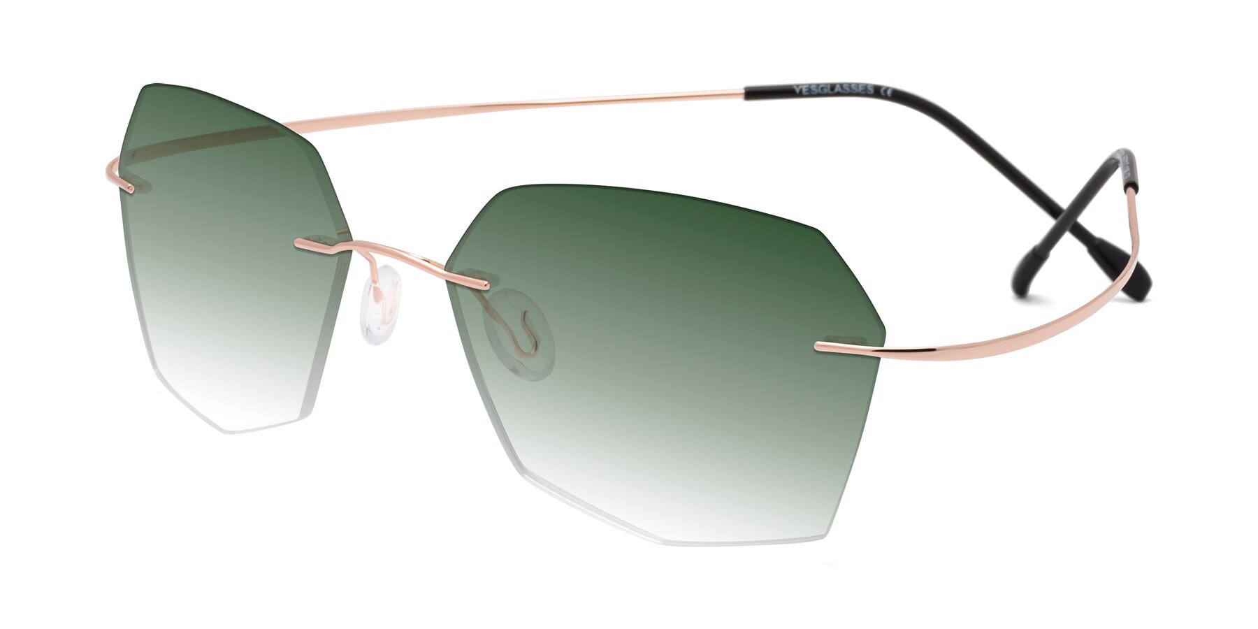 Angle of Denzel in Rose Gold with Green Gradient Lenses