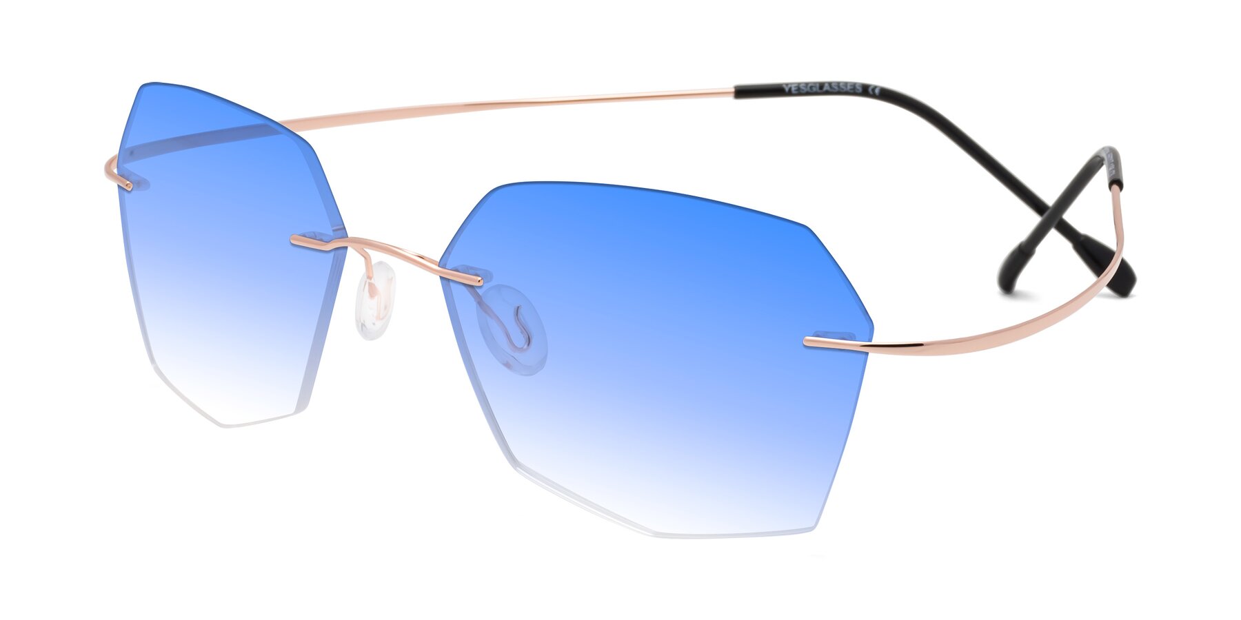 Angle of Denzel in Rose Gold with Blue Gradient Lenses