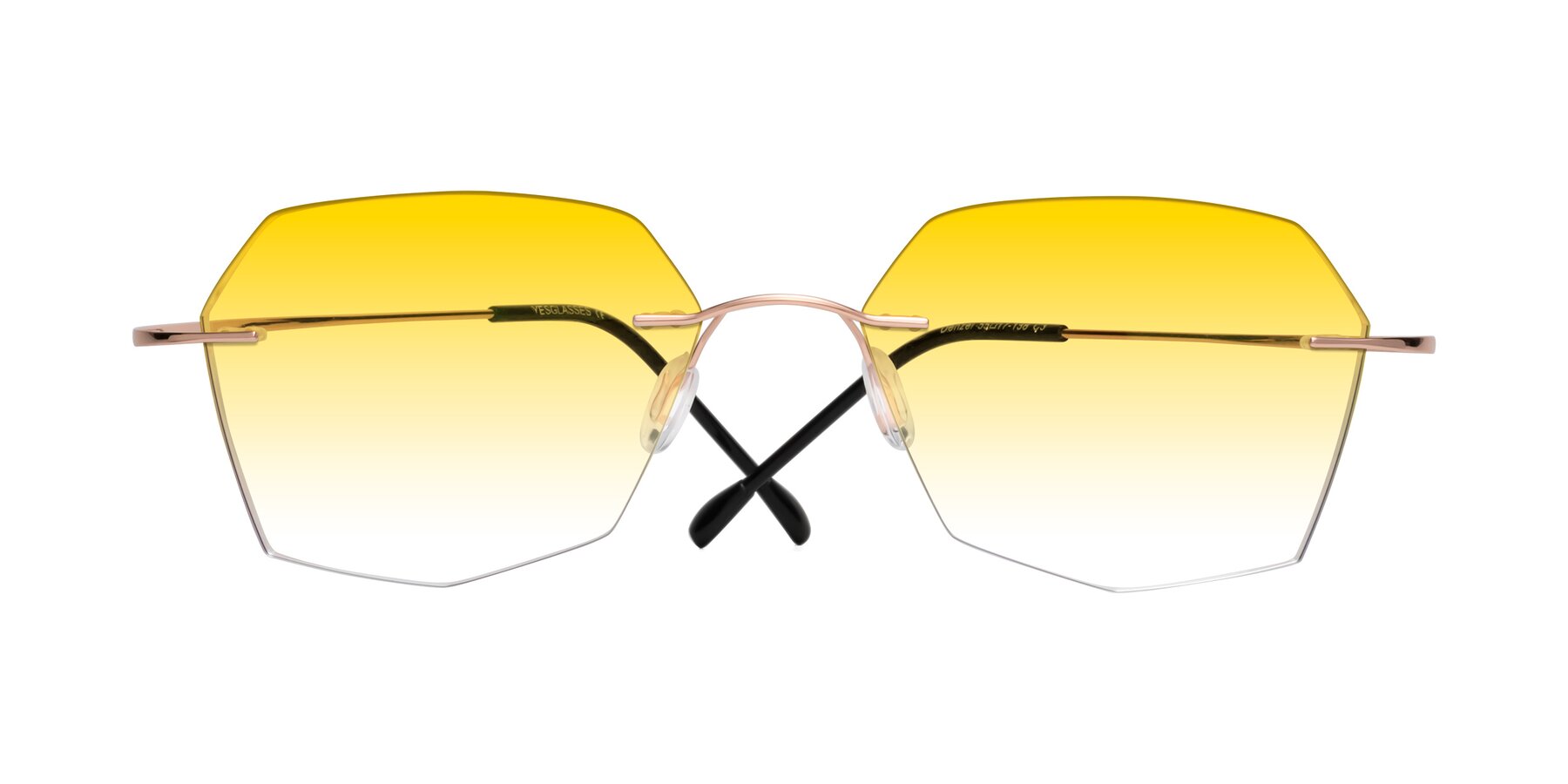 Folded Front of Denzel in Rose Gold with Yellow Gradient Lenses