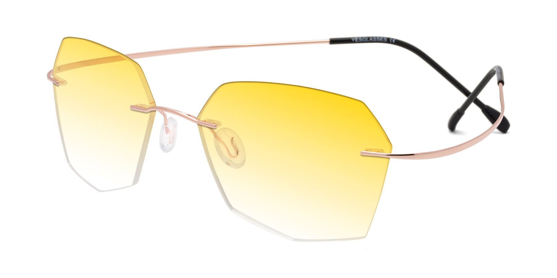 Angle of Denzel in Rose Gold with Yellow Gradient Lenses