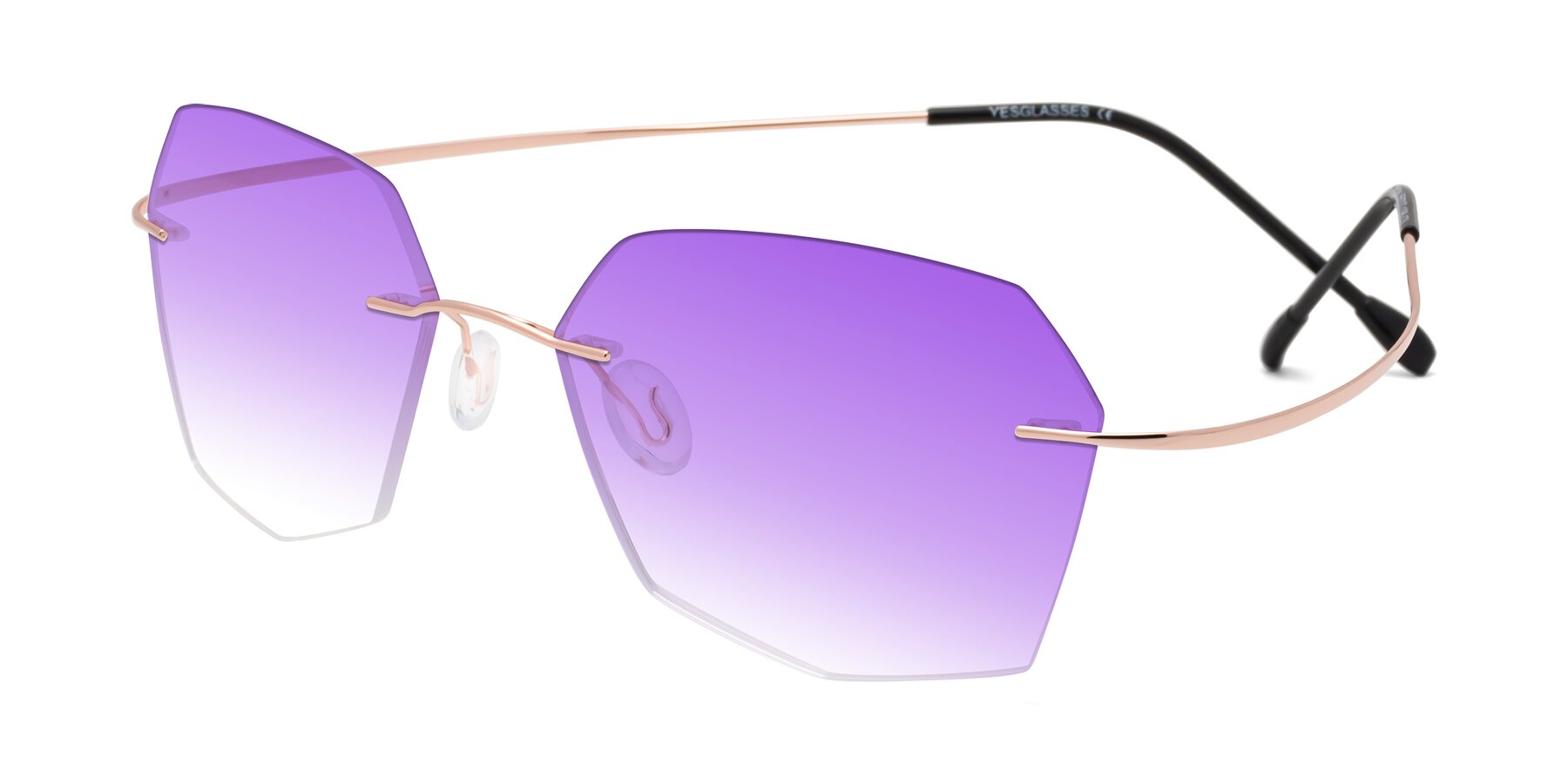 Angle of Denzel in Rose Gold with Purple Gradient Lenses