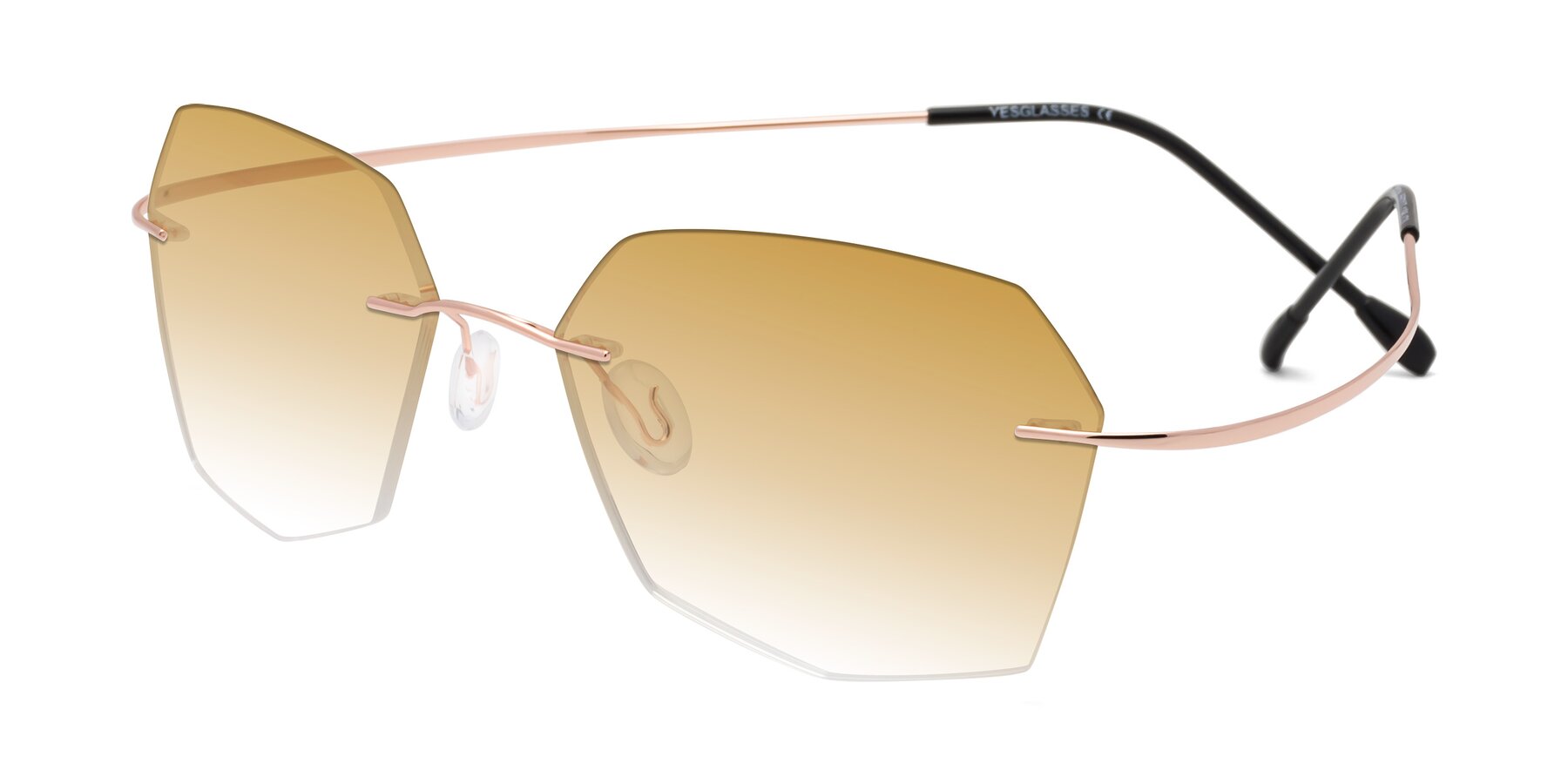 Angle of Denzel in Rose Gold with Champagne Gradient Lenses