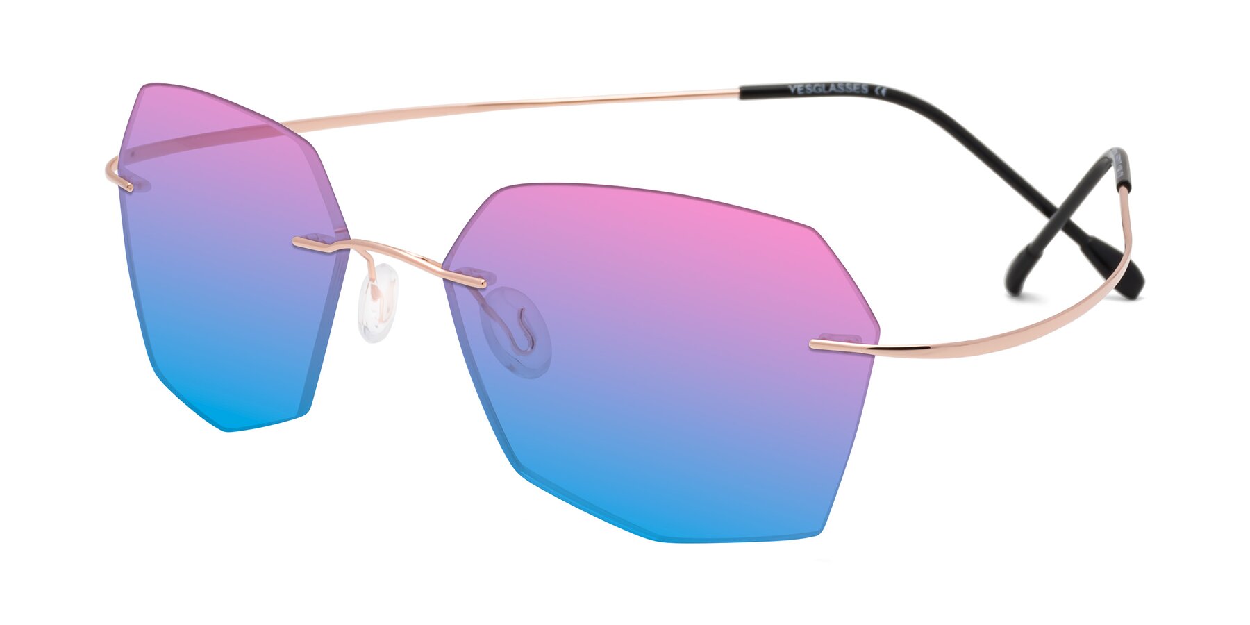 Angle of Denzel in Rose Gold with Pink / Blue Gradient Lenses