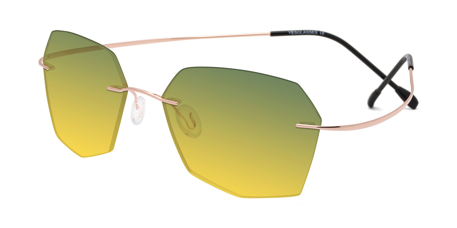 Angle of Denzel in Rose Gold with Green / Yellow Gradient Lenses