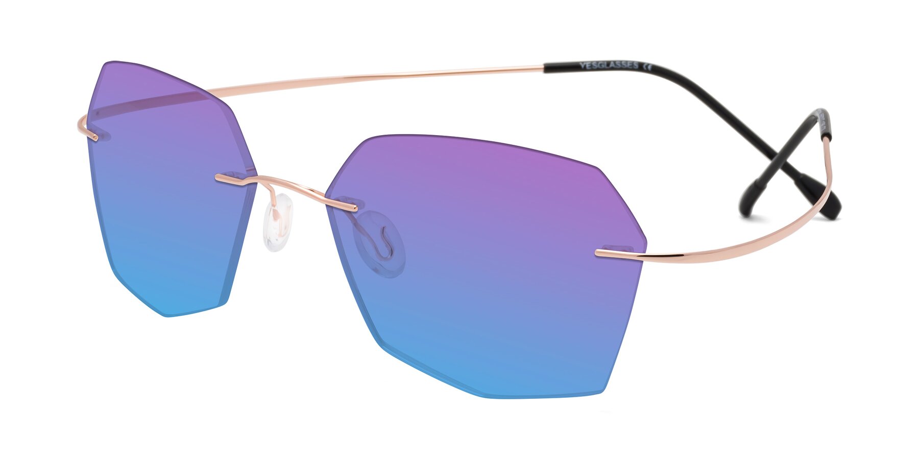 Angle of Denzel in Rose Gold with Purple / Blue Gradient Lenses