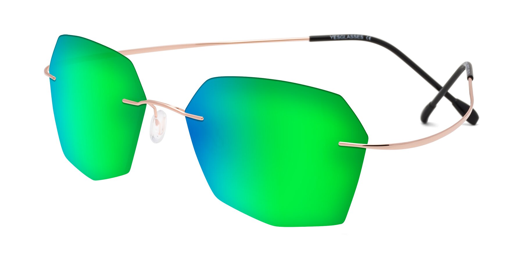 Angle of Denzel in Rose Gold with Green Mirrored Lenses