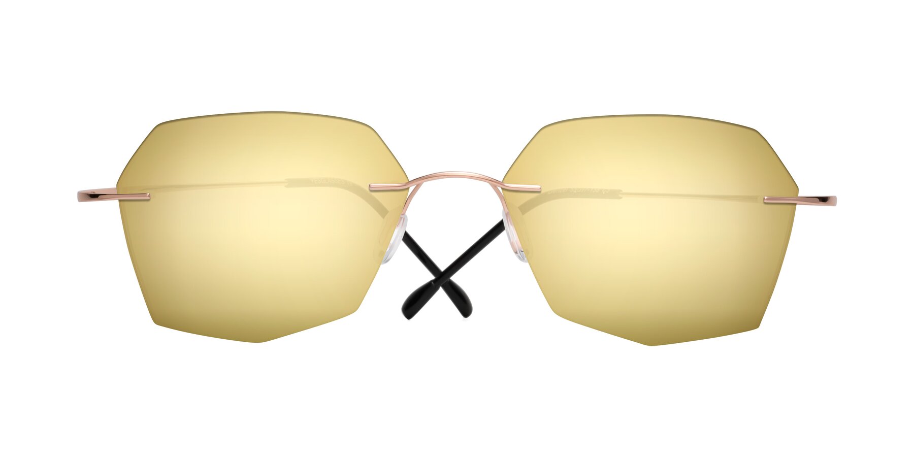 Folded Front of Denzel in Rose Gold with Gold Mirrored Lenses