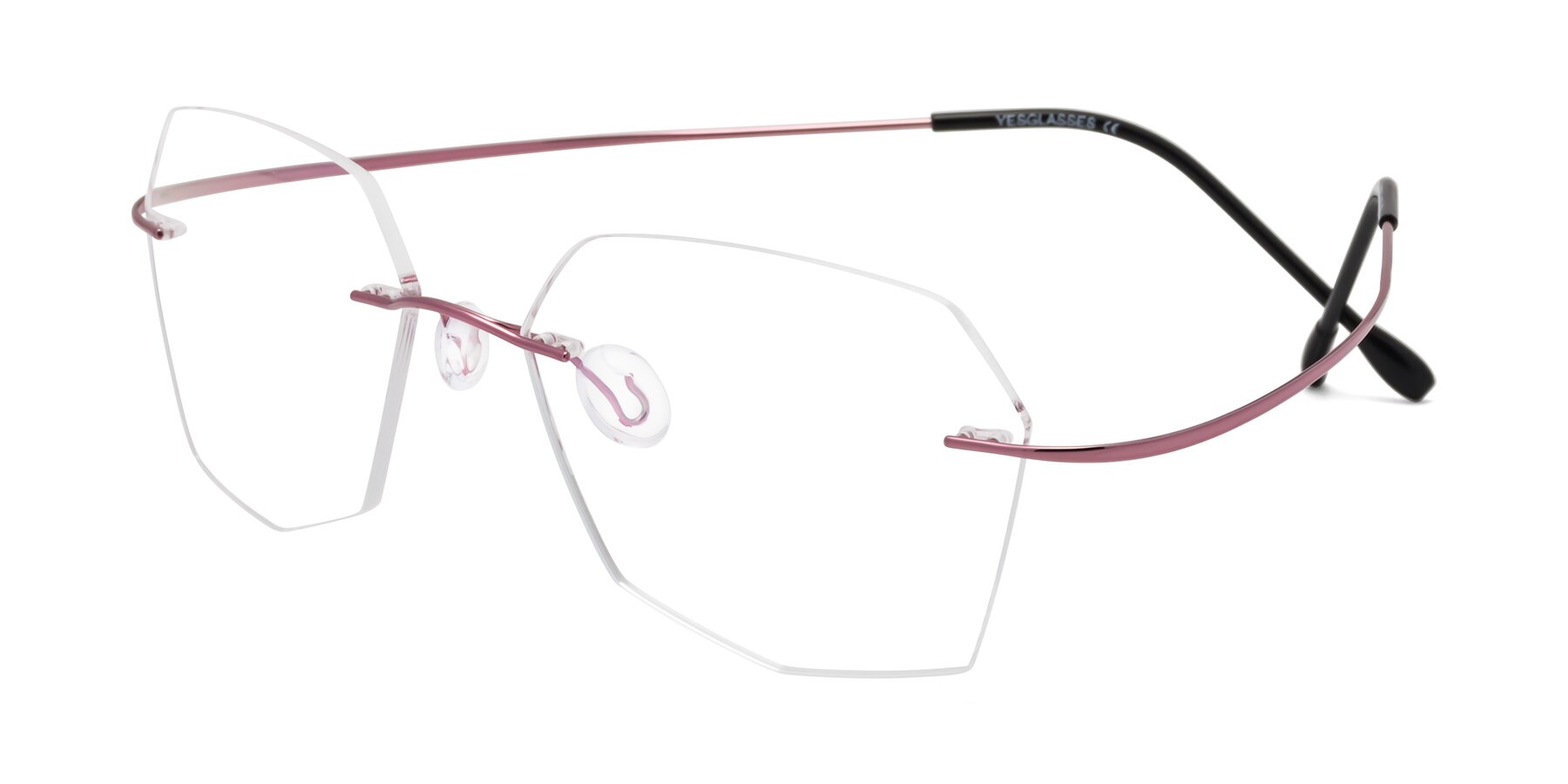 Angle of Denzel in Light Pink with Clear Reading Eyeglass Lenses