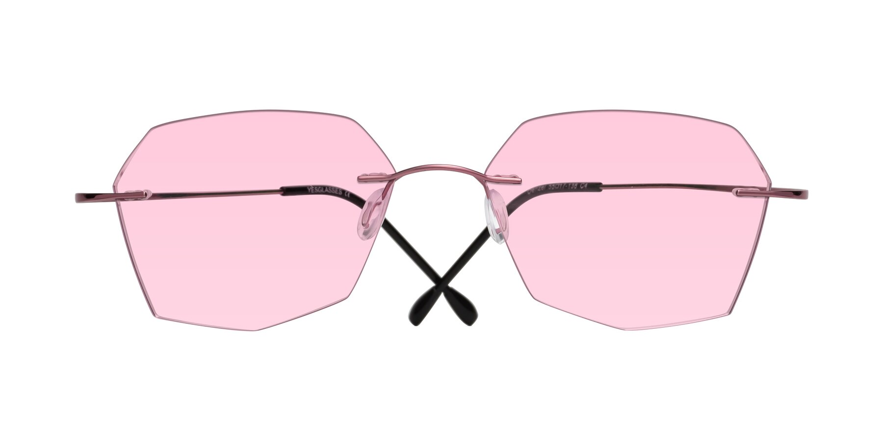 Folded Front of Denzel in Light Pink with Light Pink Tinted Lenses