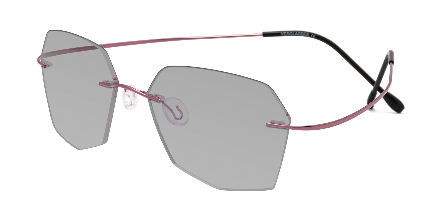 Angle of Denzel in Light Pink with Light Gray Tinted Lenses