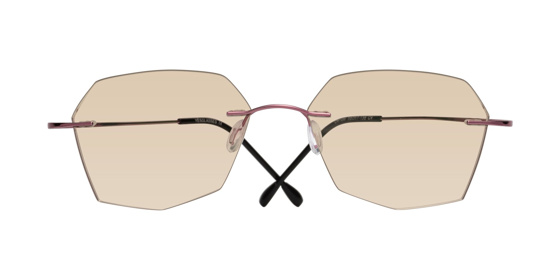 Folded Front of Denzel in Light Pink with Light Brown Tinted Lenses