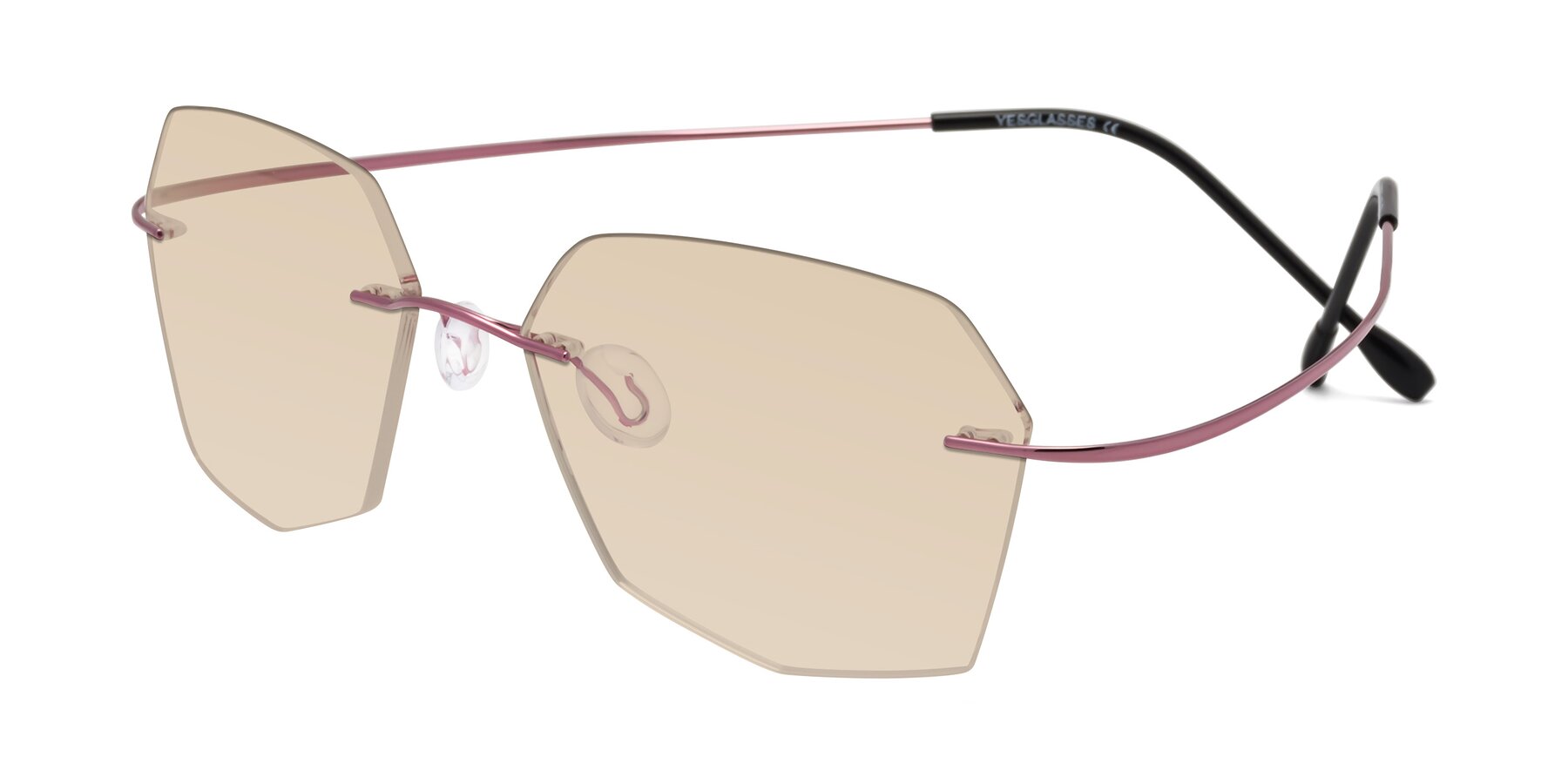 Angle of Denzel in Light Pink with Light Brown Tinted Lenses