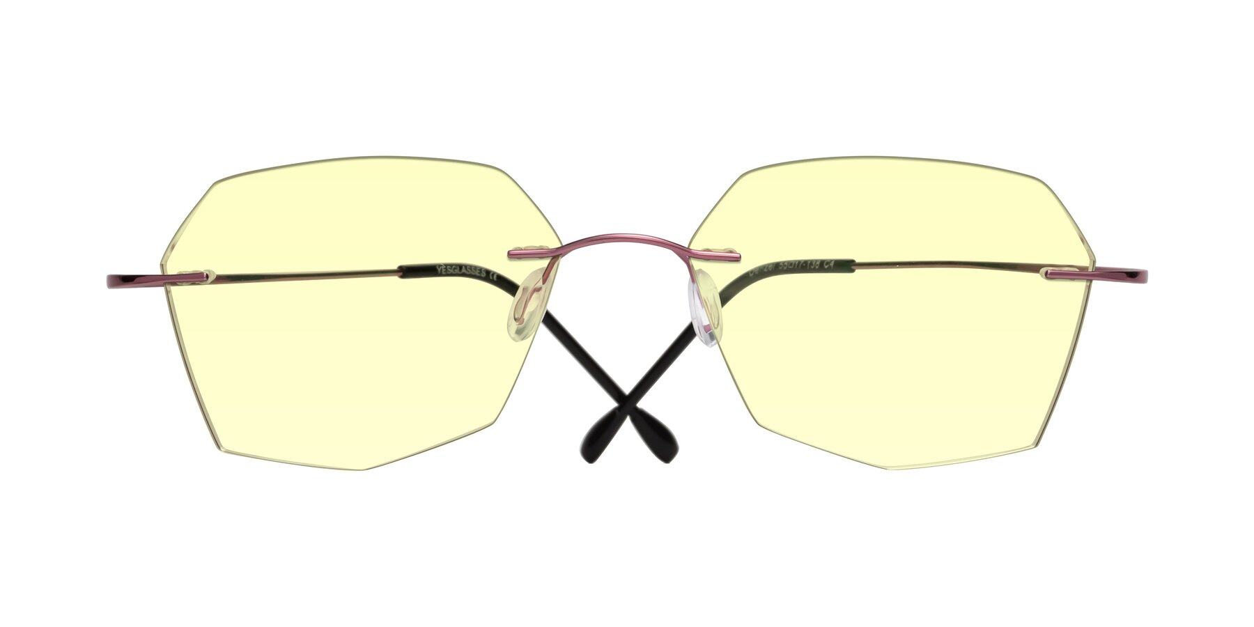 Folded Front of Denzel in Light Pink with Light Yellow Tinted Lenses