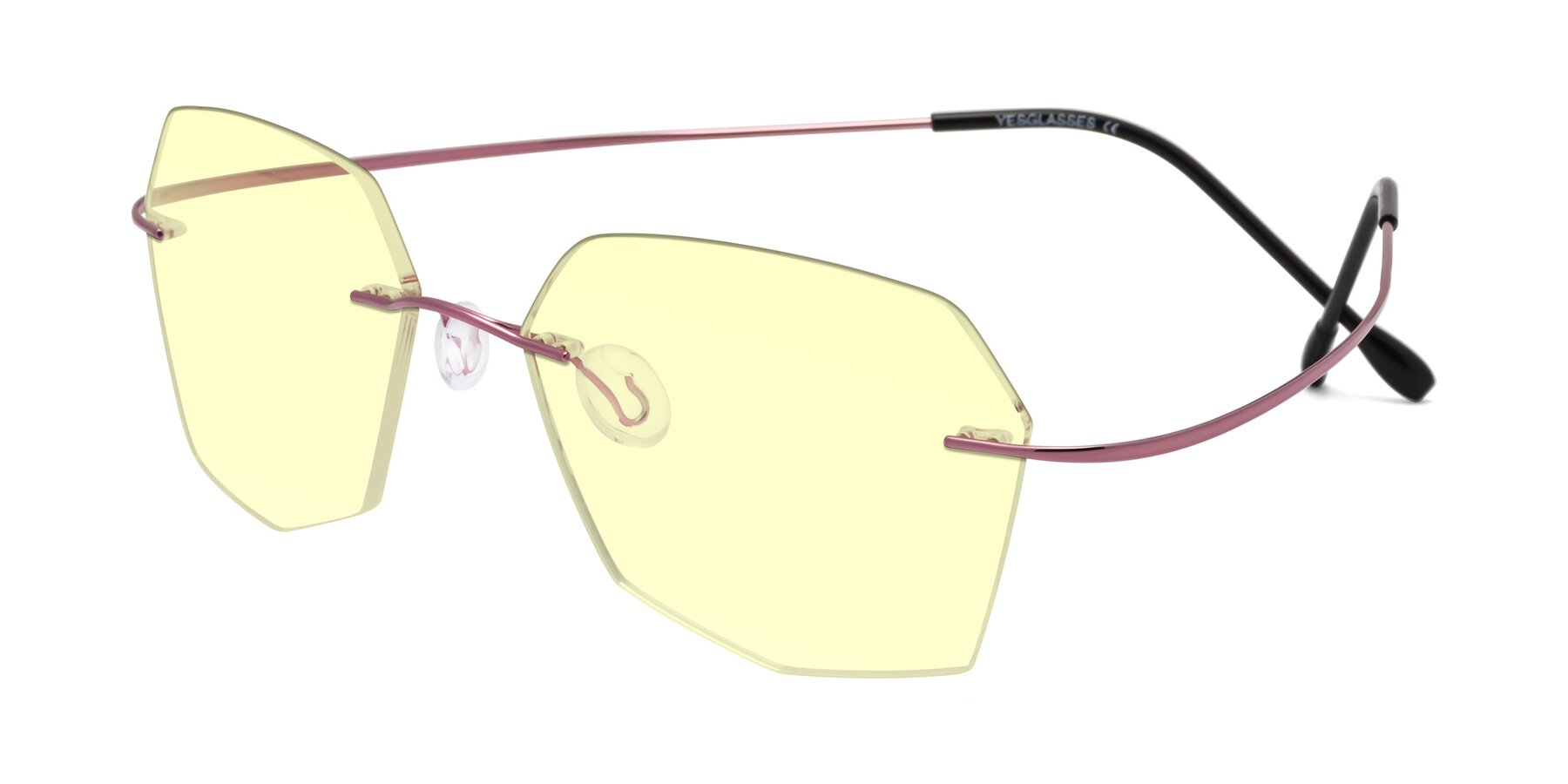 Angle of Denzel in Light Pink with Light Yellow Tinted Lenses