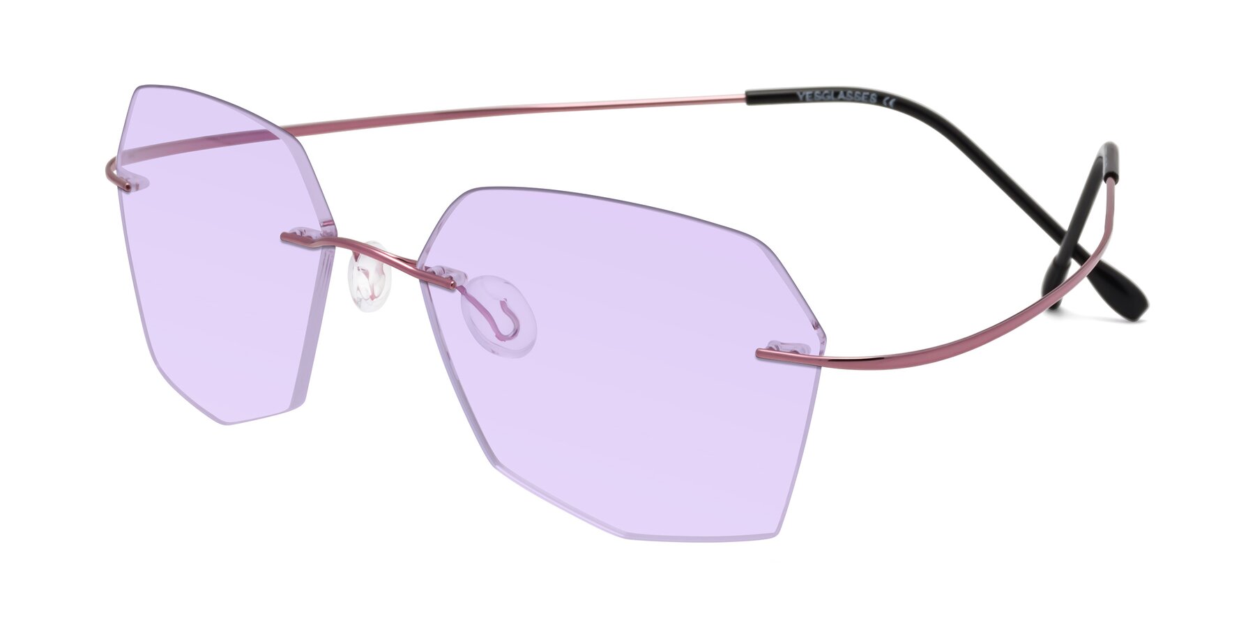 Angle of Denzel in Light Pink with Light Purple Tinted Lenses