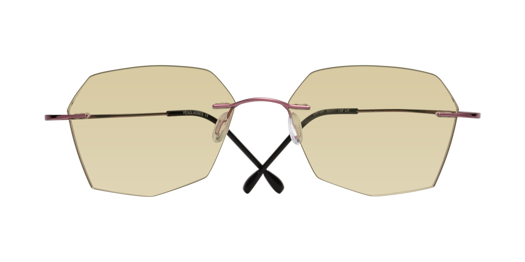 Folded Front of Denzel in Light Pink with Light Champagne Tinted Lenses