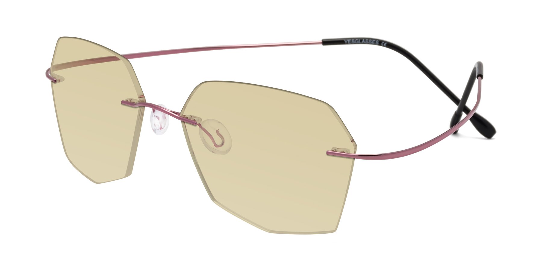 Angle of Denzel in Light Pink with Light Champagne Tinted Lenses