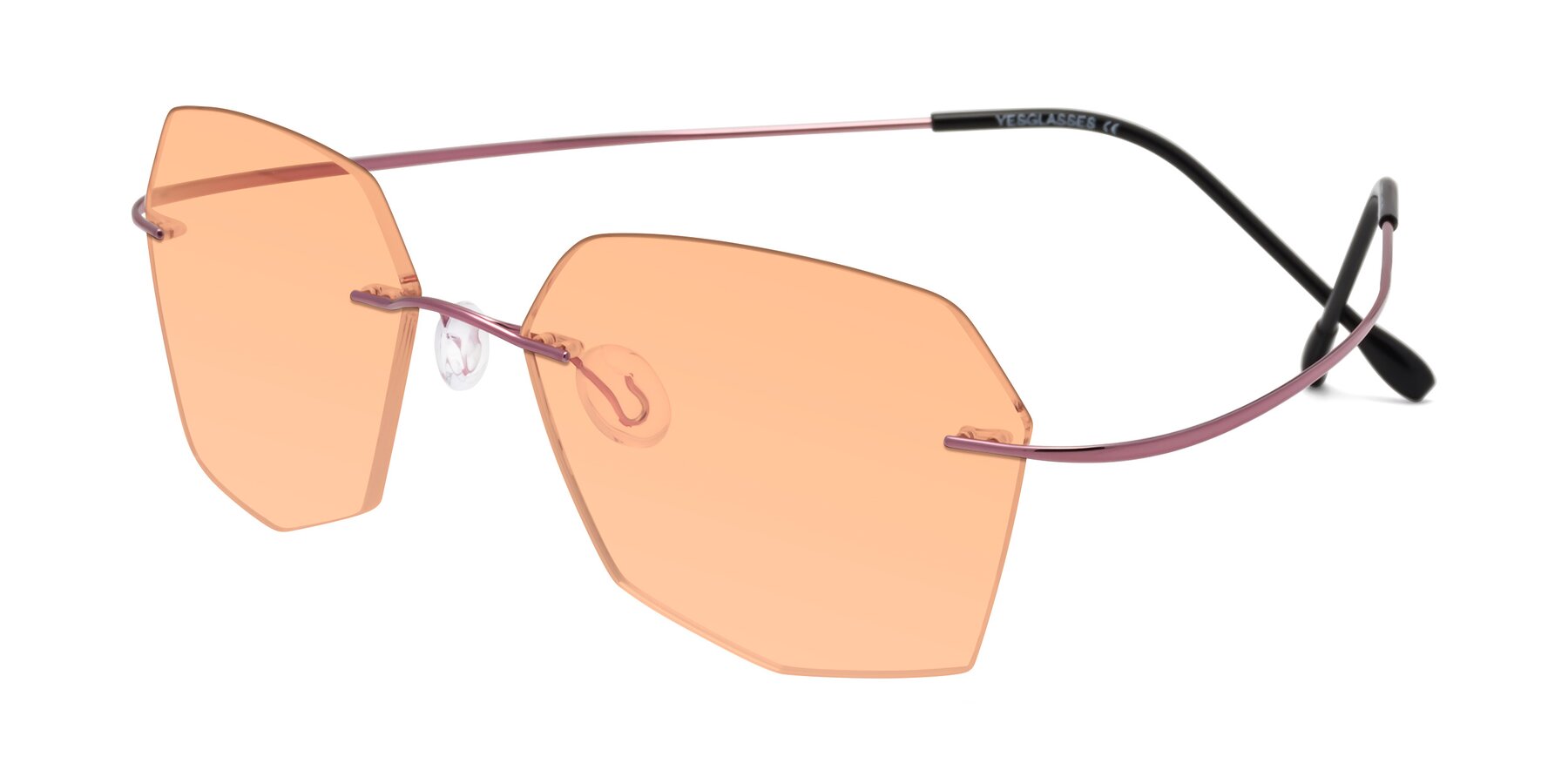 Angle of Denzel in Light Pink with Light Orange Tinted Lenses