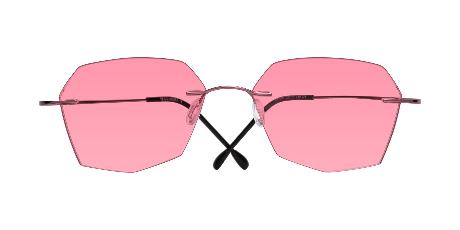 Folded Front of Denzel in Light Pink with Pink Tinted Lenses