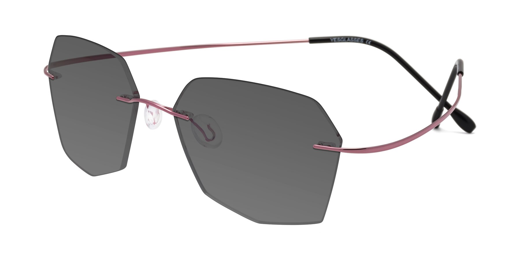 Angle of Denzel in Light Pink with Medium Gray Tinted Lenses