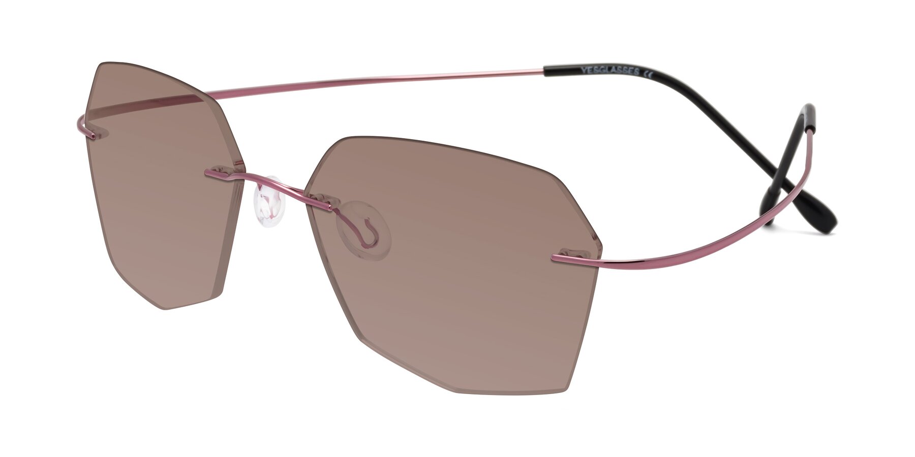 Angle of Denzel in Light Pink with Medium Brown Tinted Lenses