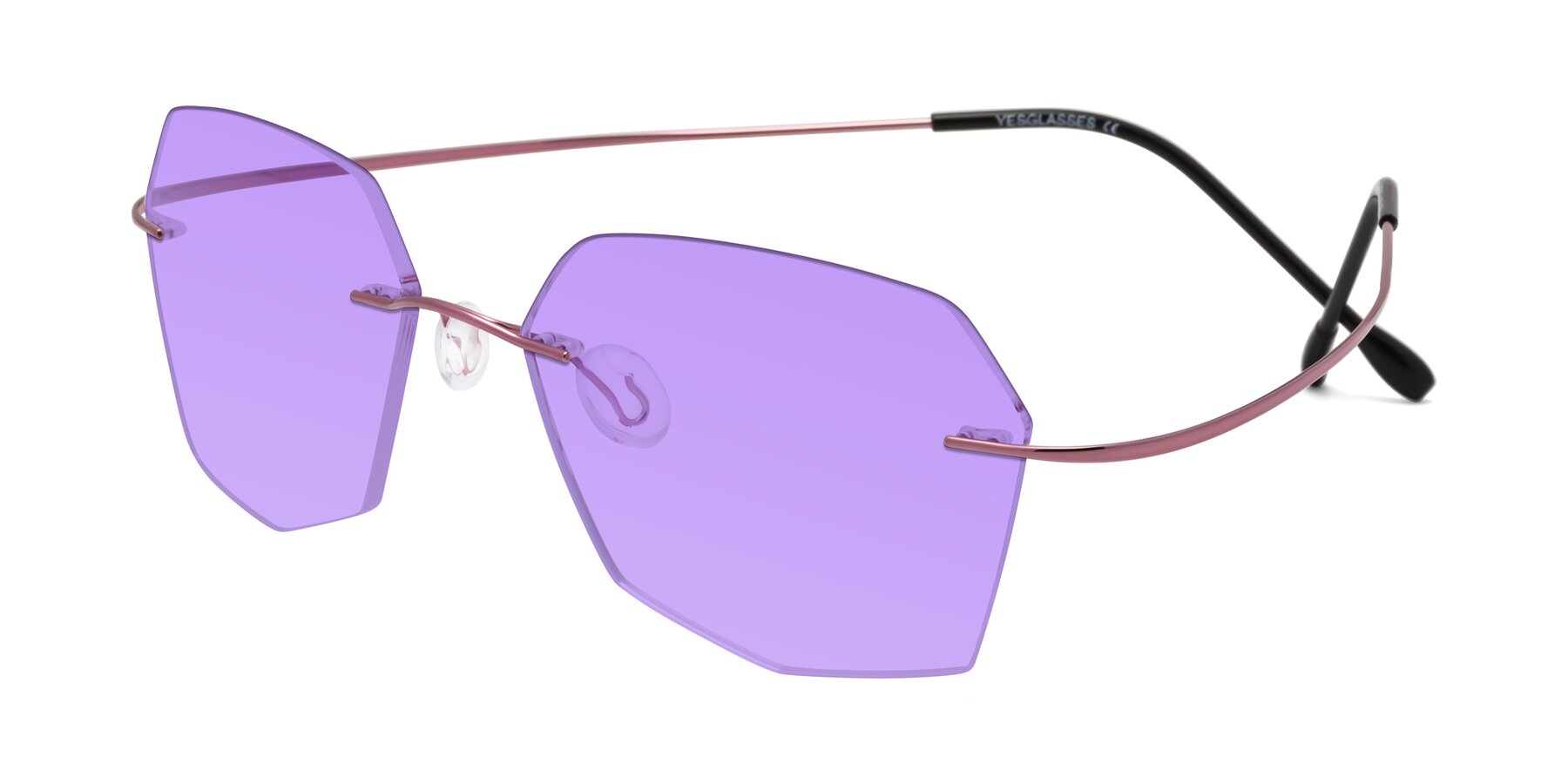 Angle of Denzel in Light Pink with Medium Purple Tinted Lenses