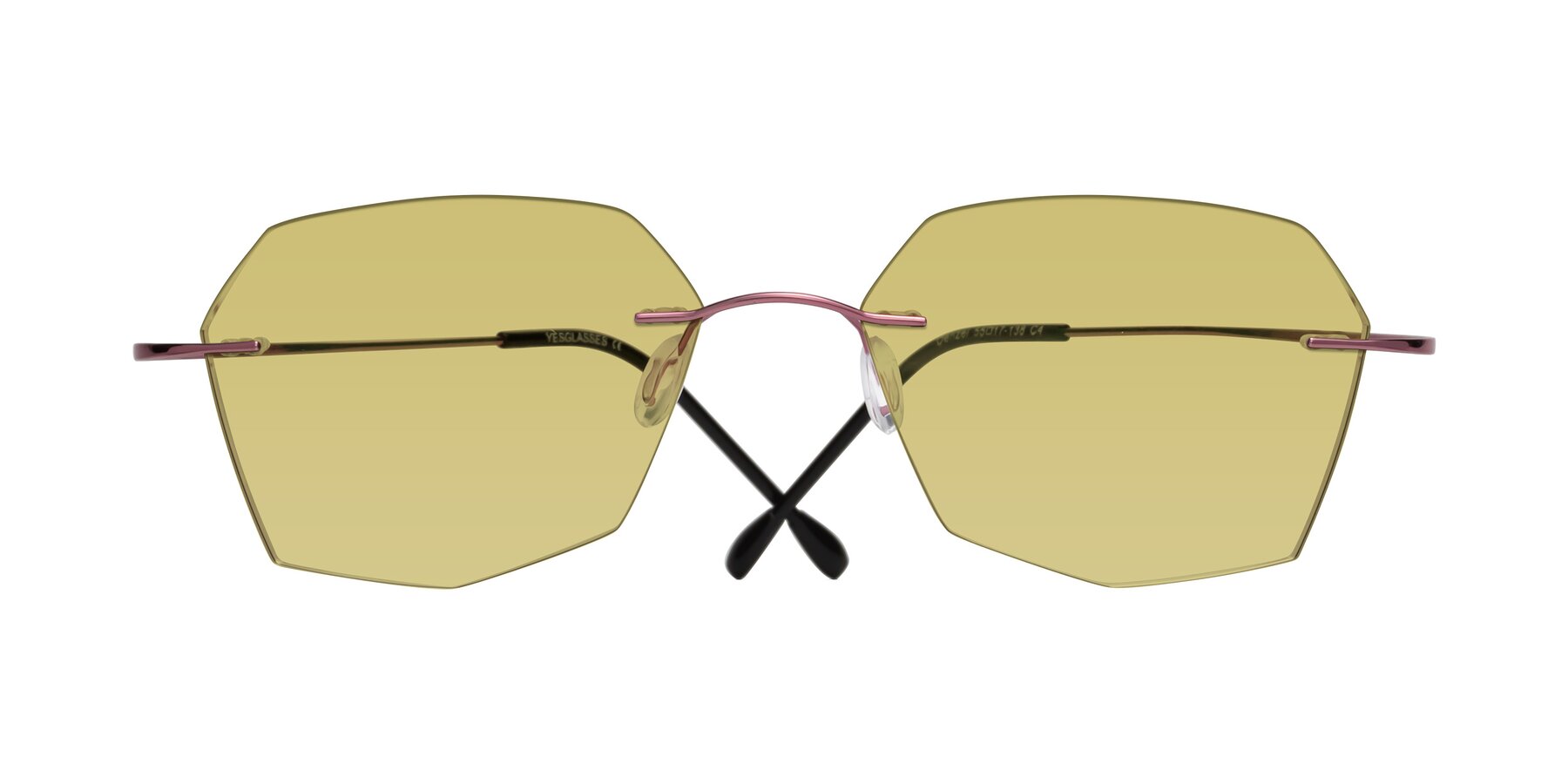 Folded Front of Denzel in Light Pink with Medium Champagne Tinted Lenses