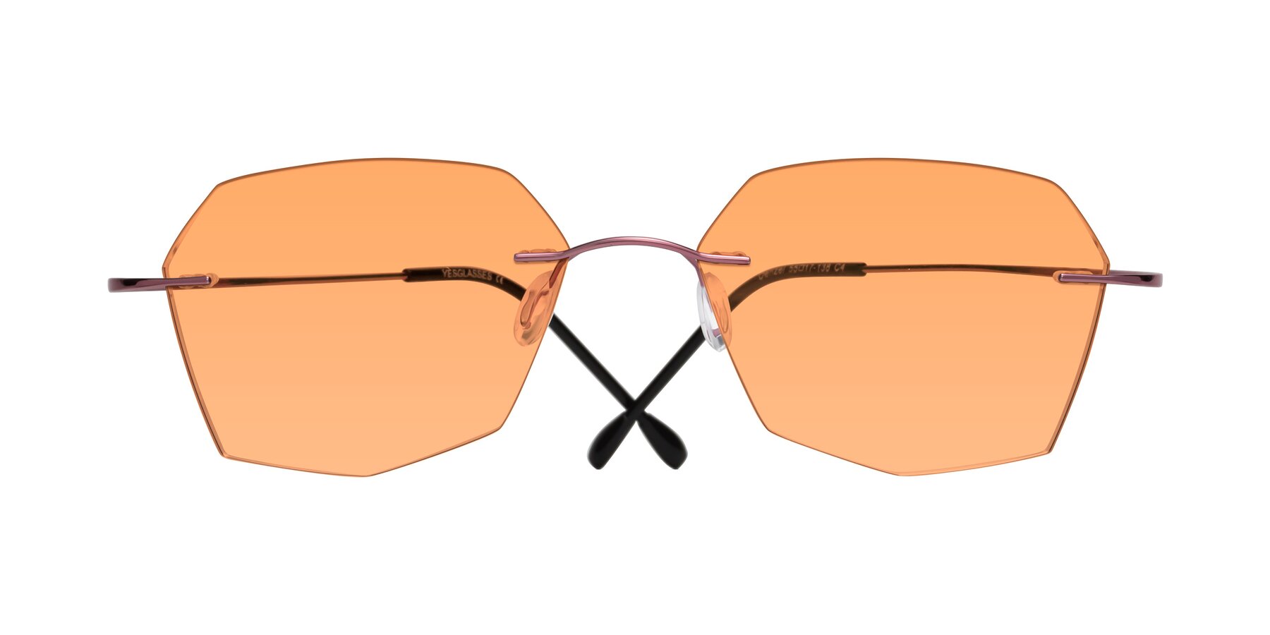 Folded Front of Denzel in Light Pink with Medium Orange Tinted Lenses