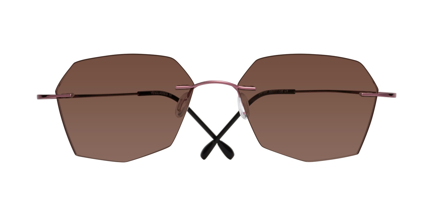 Folded Front of Denzel in Light Pink with Brown Tinted Lenses