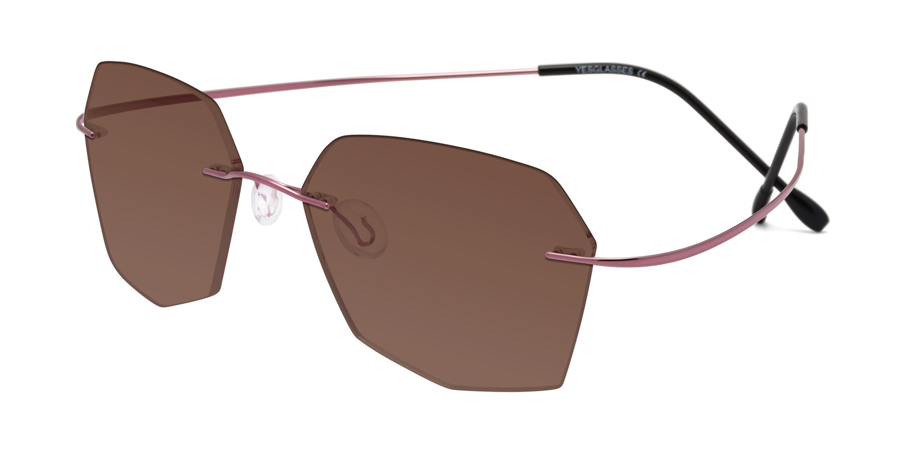 Angle of Denzel in Light Pink with Brown Tinted Lenses