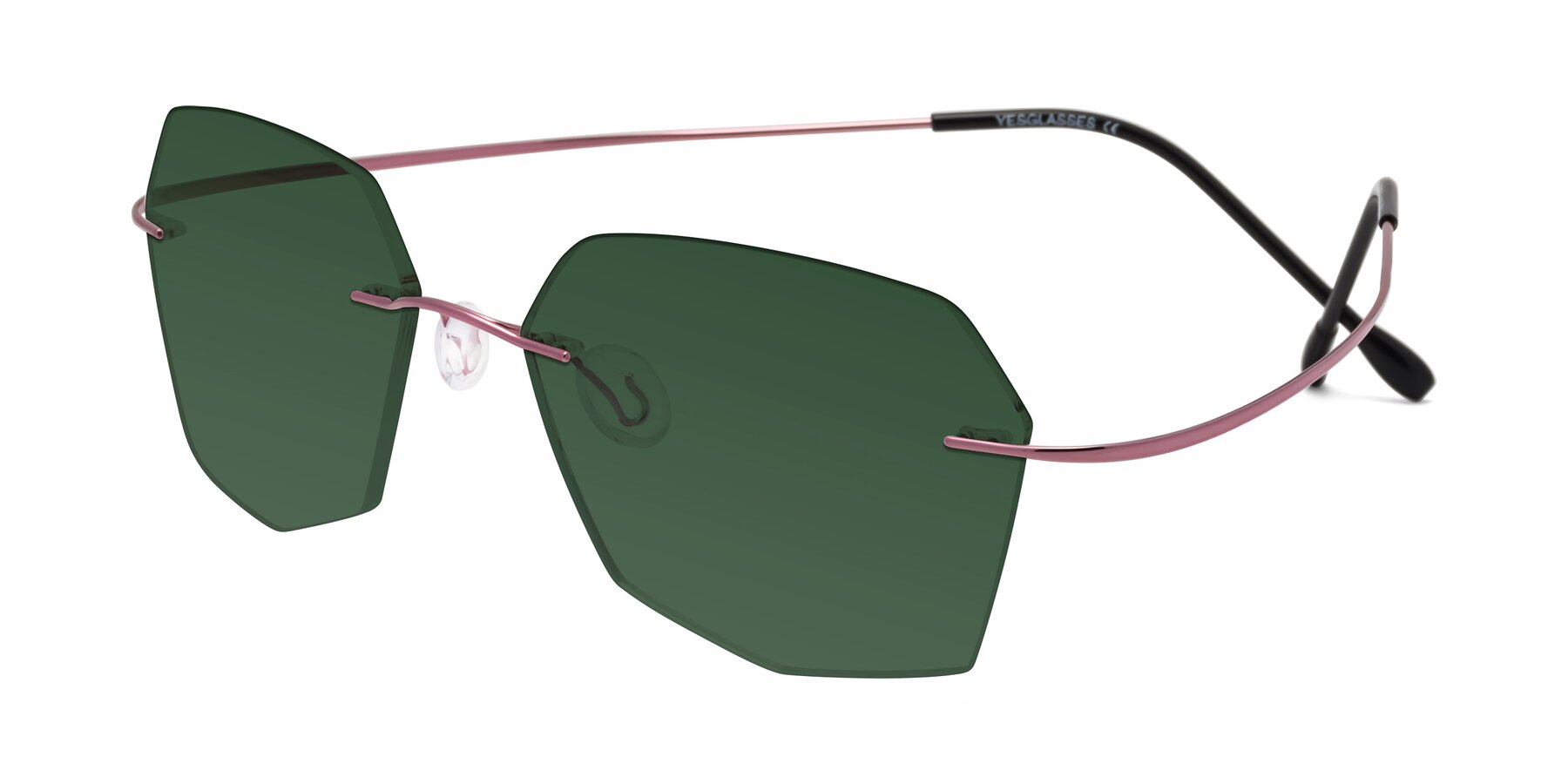 Angle of Denzel in Light Pink with Green Tinted Lenses