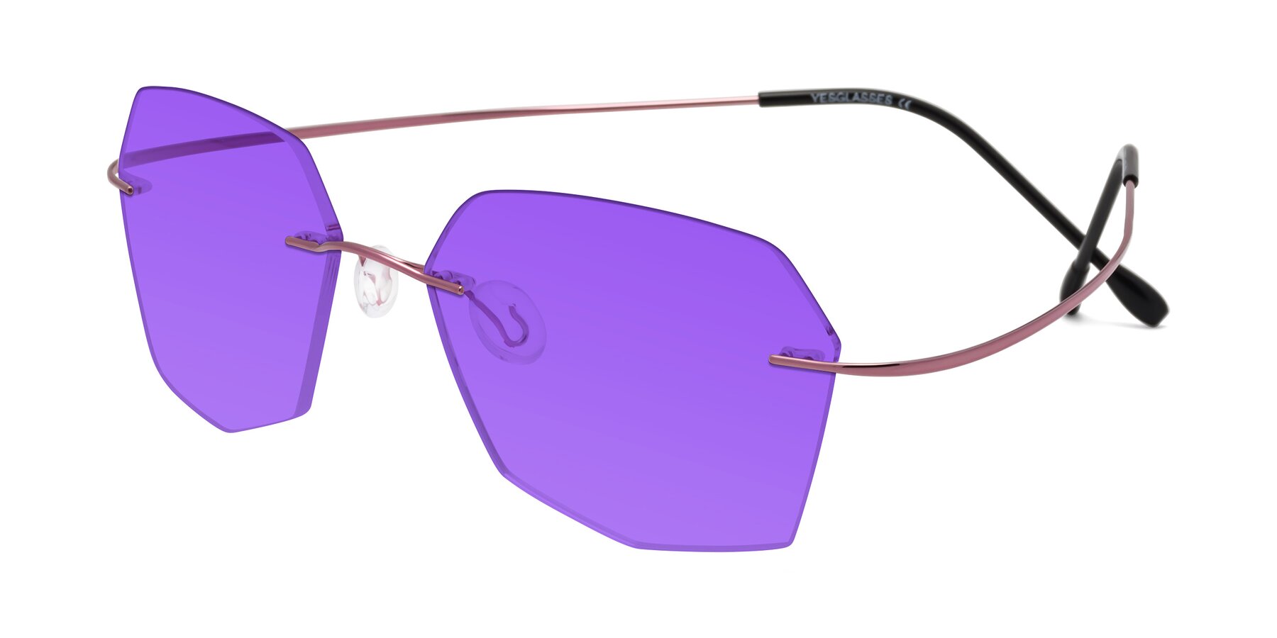 Angle of Denzel in Light Pink with Purple Tinted Lenses