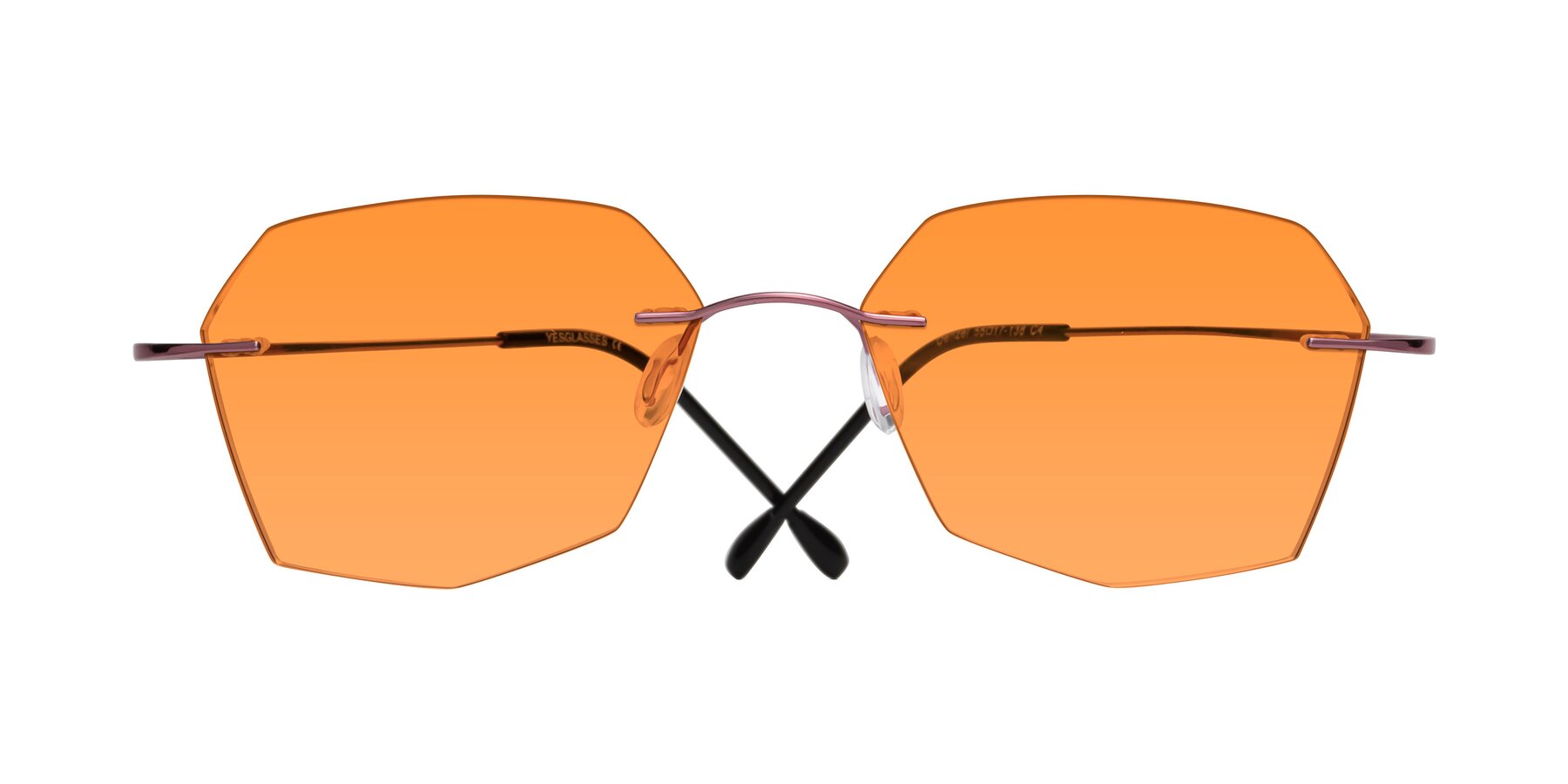 Folded Front of Denzel in Light Pink with Orange Tinted Lenses