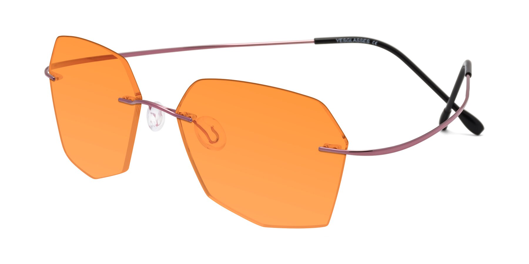 Angle of Denzel in Light Pink with Orange Tinted Lenses