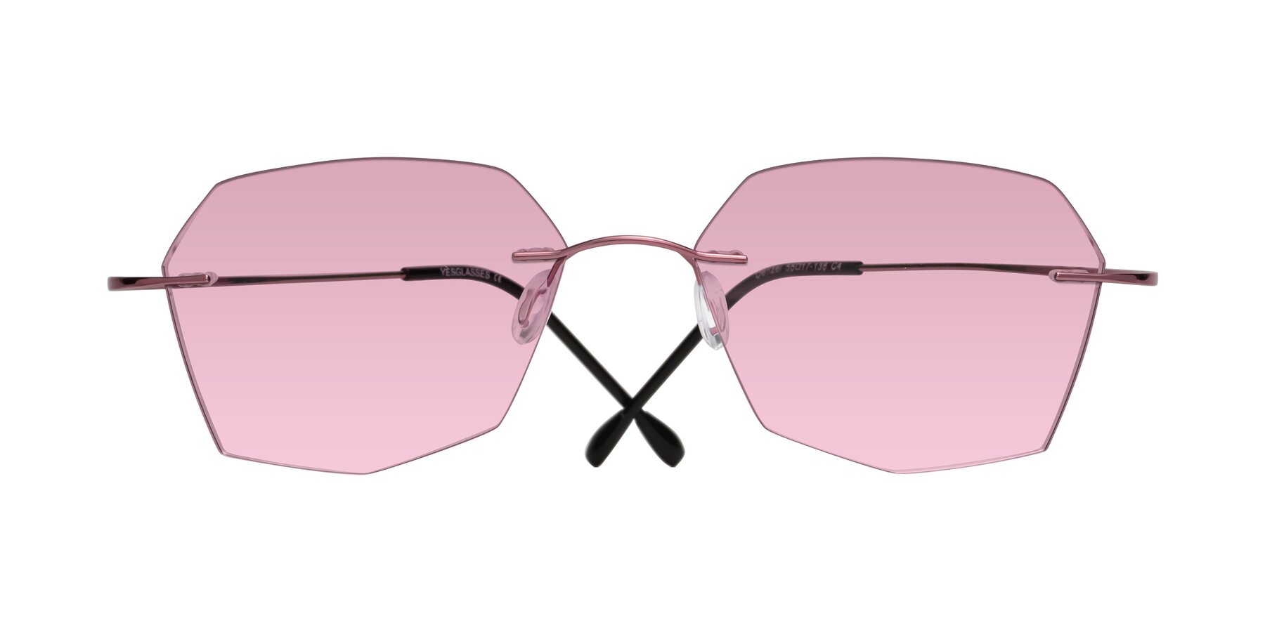 Folded Front of Denzel in Light Pink with Light Wine Tinted Lenses