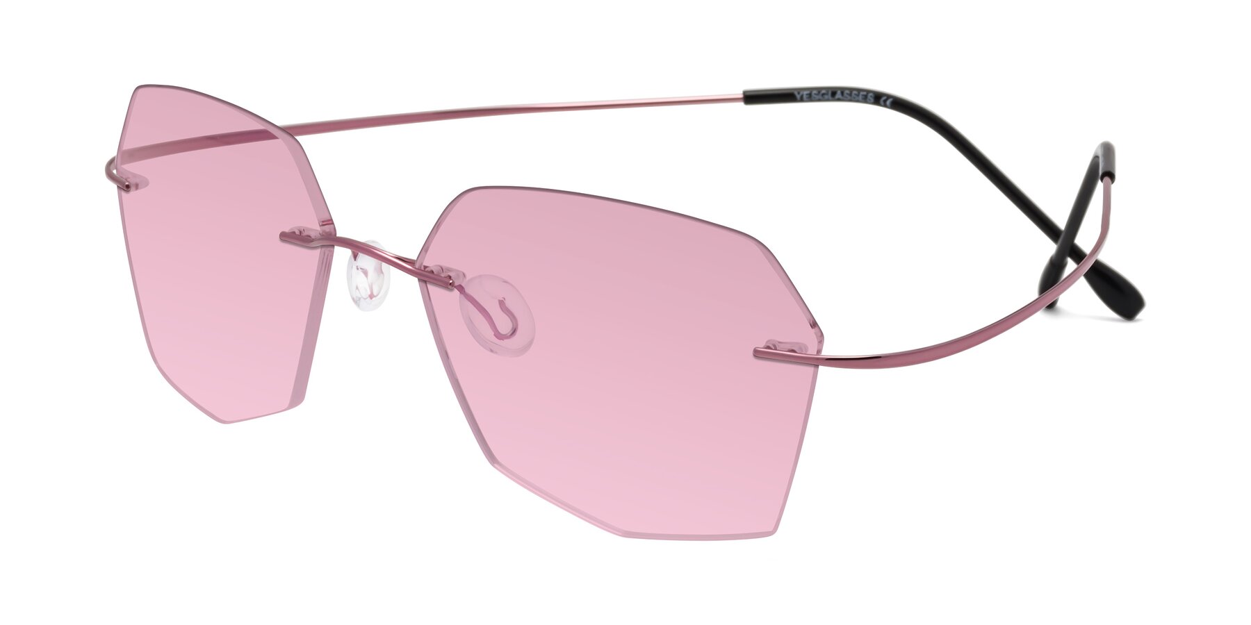 Angle of Denzel in Light Pink with Light Wine Tinted Lenses