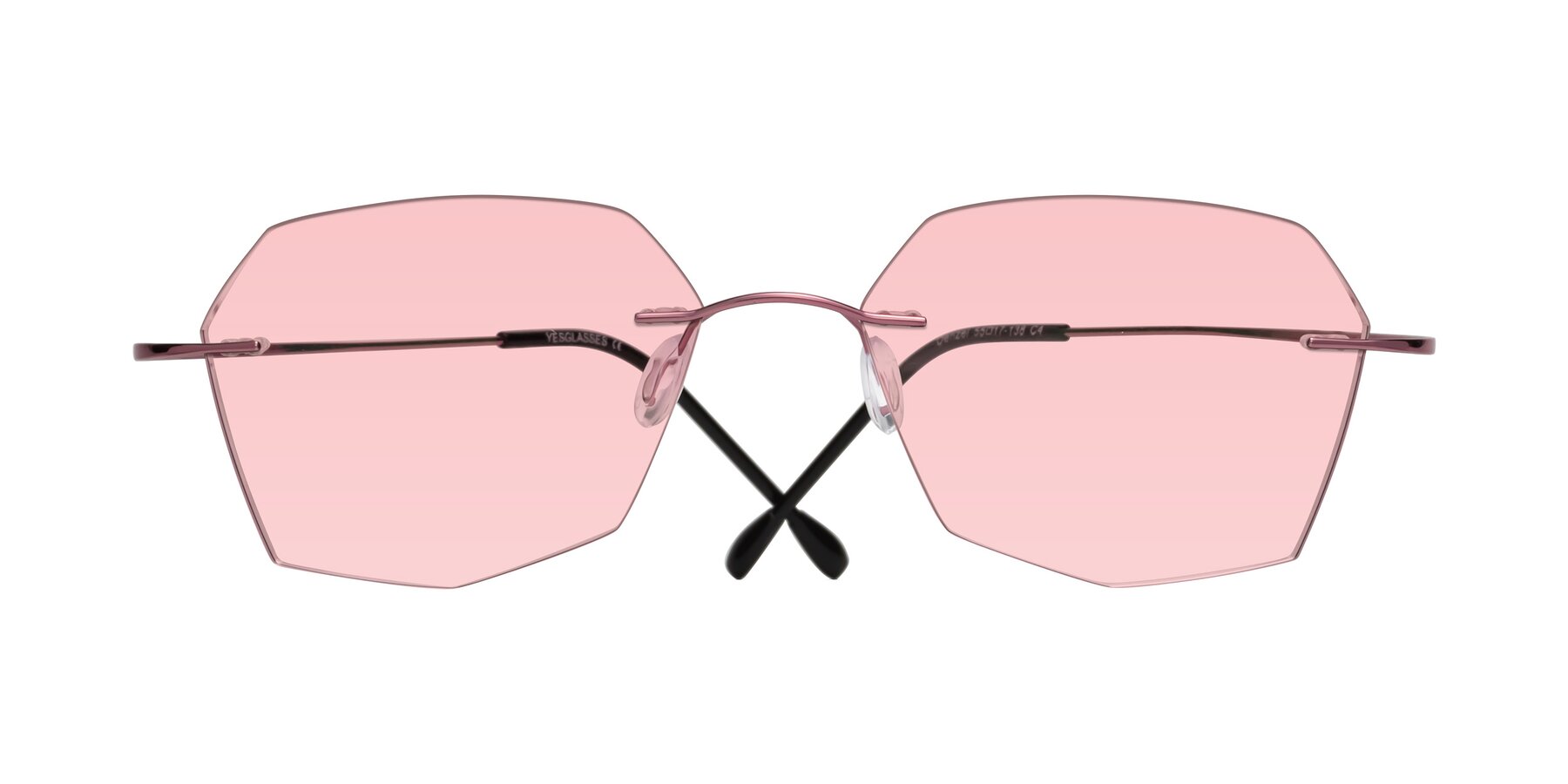 Folded Front of Denzel in Light Pink with Light Garnet Tinted Lenses