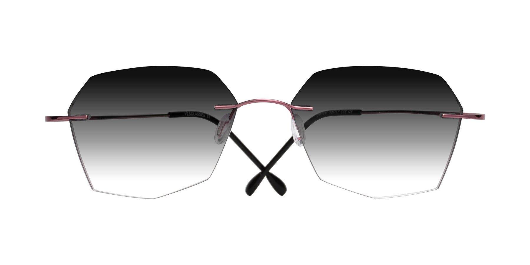 Folded Front of Denzel in Light Pink with Gray Gradient Lenses