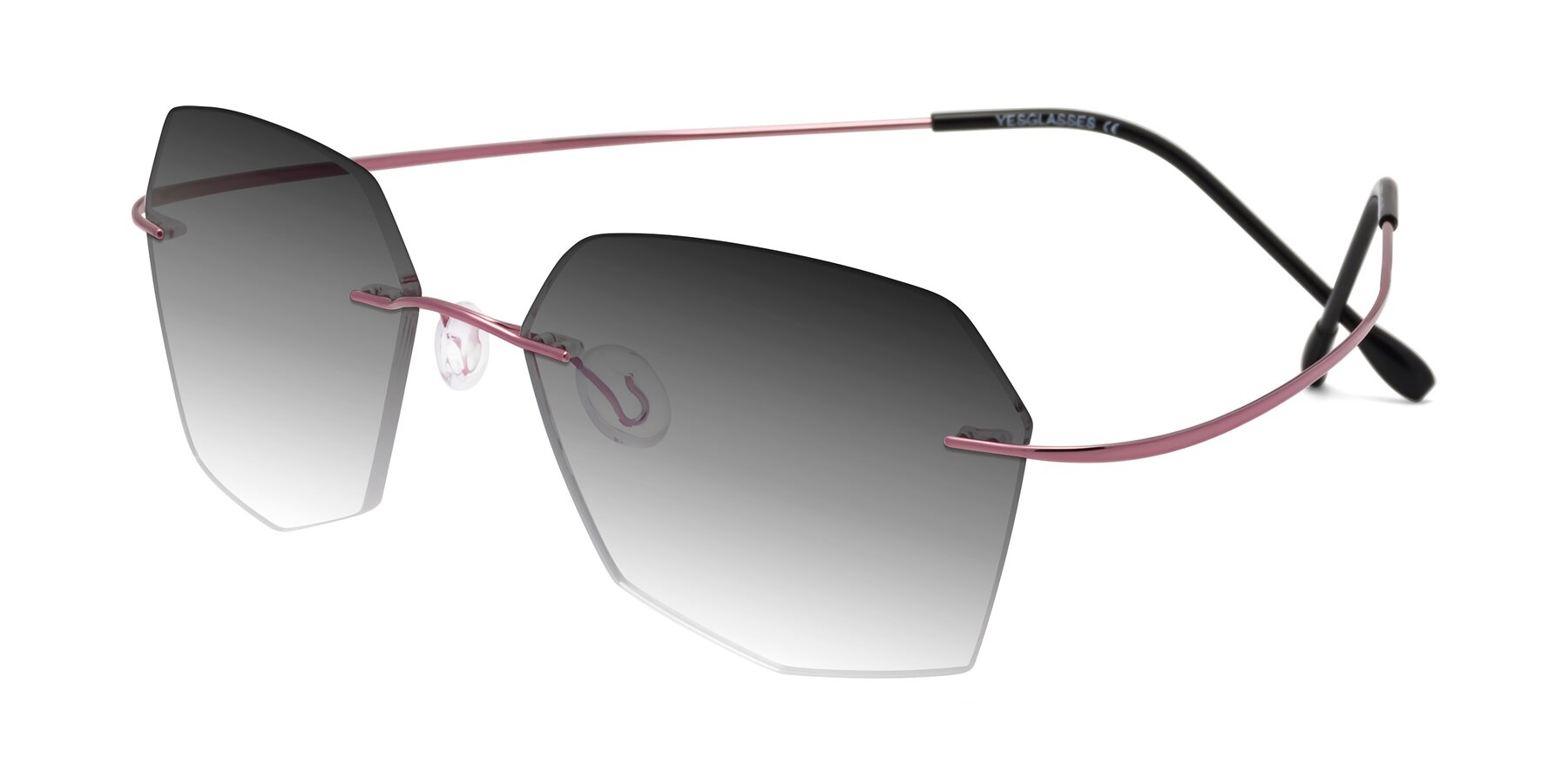 Angle of Denzel in Light Pink with Gray Gradient Lenses