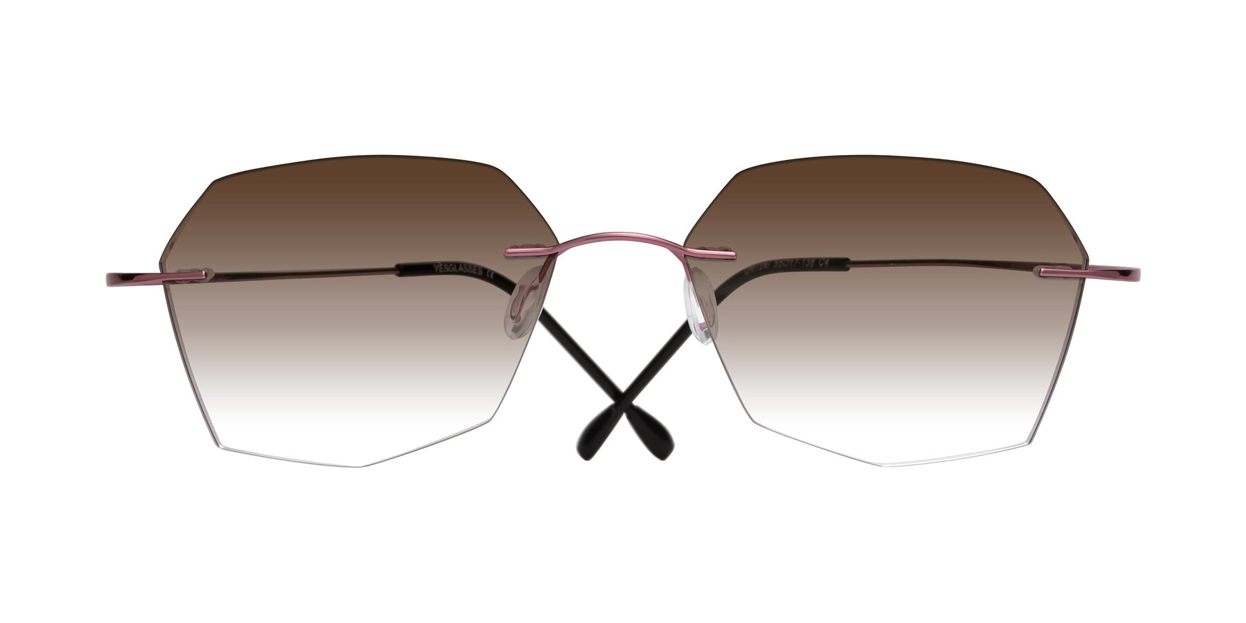 Folded Front of Denzel in Light Pink with Brown Gradient Lenses