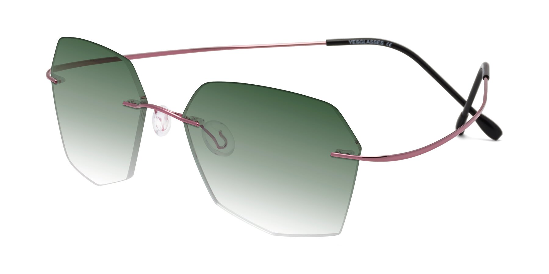 Angle of Denzel in Light Pink with Green Gradient Lenses