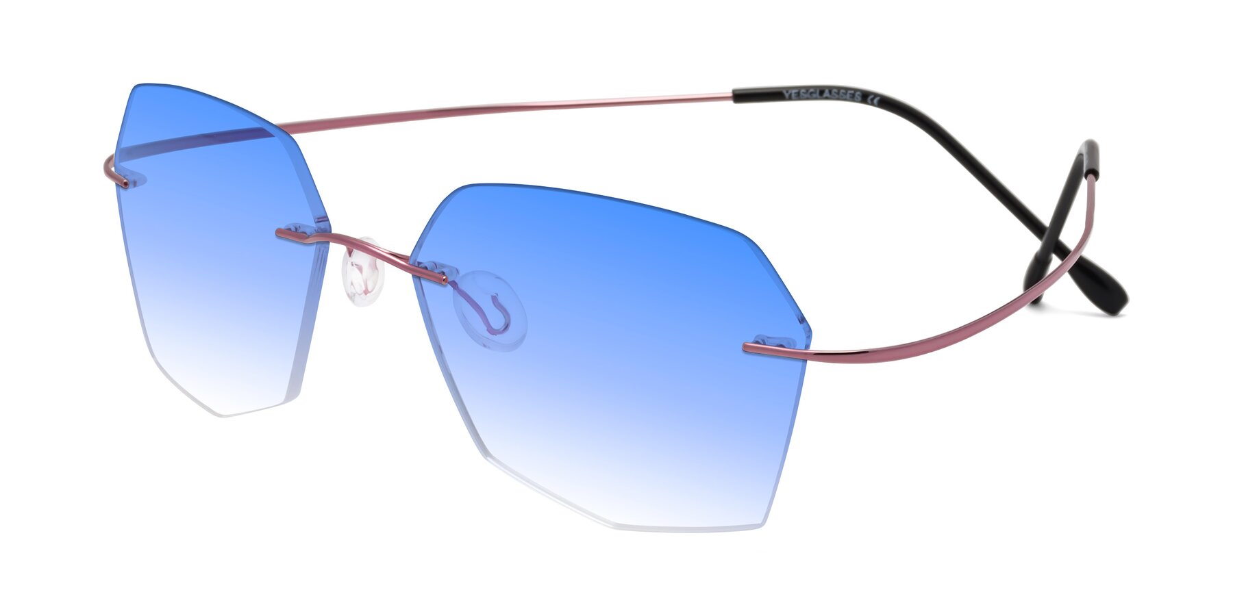 Angle of Denzel in Light Pink with Blue Gradient Lenses