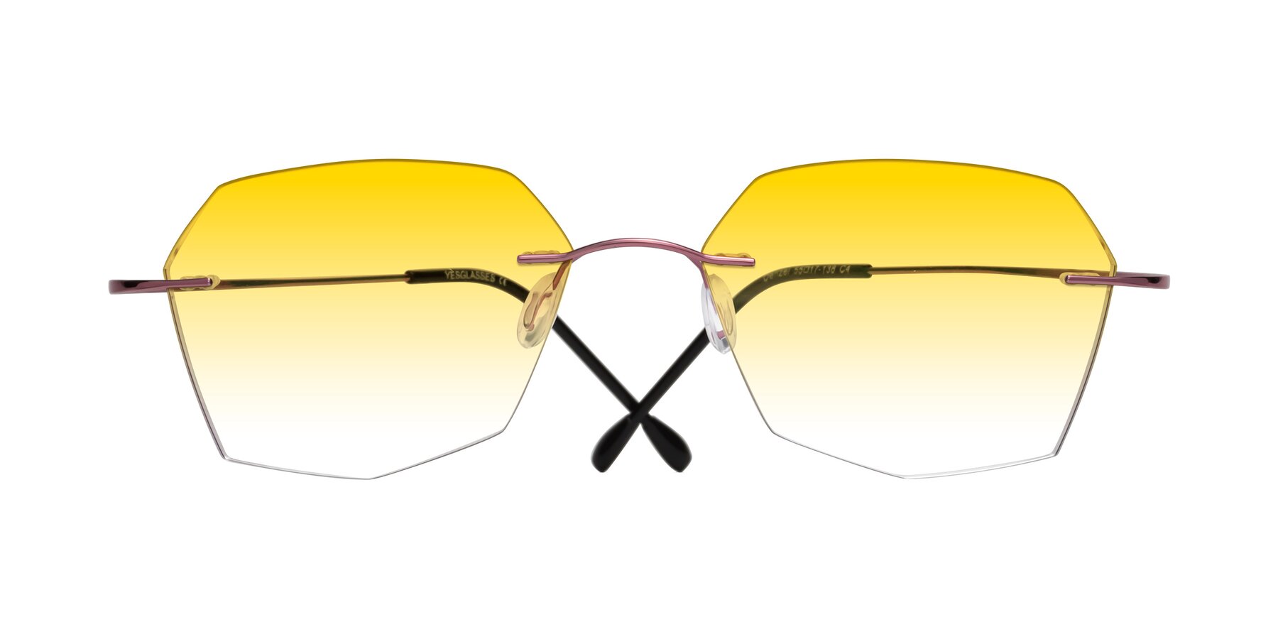 Folded Front of Denzel in Light Pink with Yellow Gradient Lenses